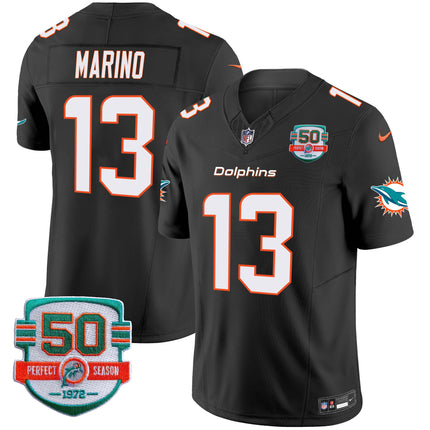Men's Dolphins 50th 1972 Perfect Season Patch Vapor Jersey - All Stitched