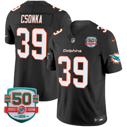 Men's Dolphins 50th 1972 Perfect Season Patch Vapor Jersey - All Stitched