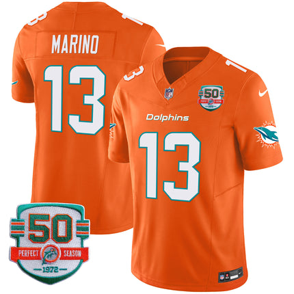Men's Dolphins 50th 1972 Perfect Season Patch Vapor Jersey - All Stitched