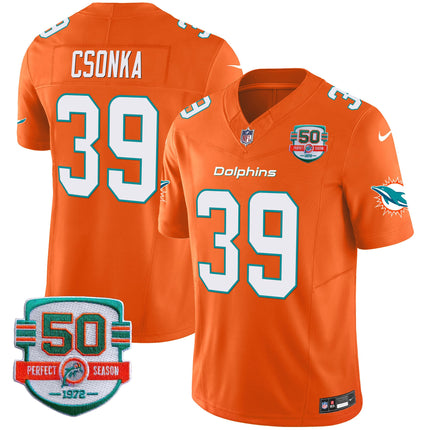 Men's Dolphins 50th 1972 Perfect Season Patch Vapor Jersey - All Stitched