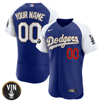 Dodgers Vin Scully Patch Flex Base Custom Jersey - All Stitched