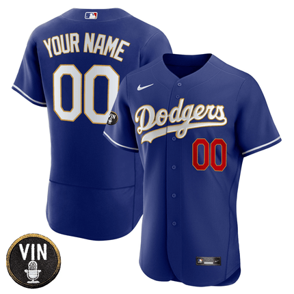 Dodgers Vin Scully Patch Flex Base Custom Jersey - All Stitched