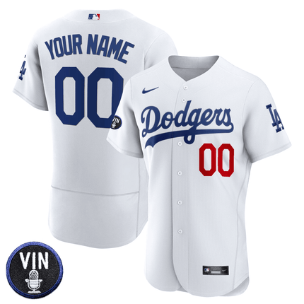 Dodgers Vin Scully Patch Flex Base Custom Jersey - All Stitched