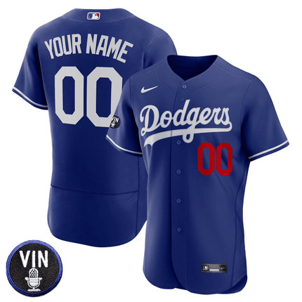 Dodgers Vin Scully Patch Flex Base Custom Jersey - All Stitched