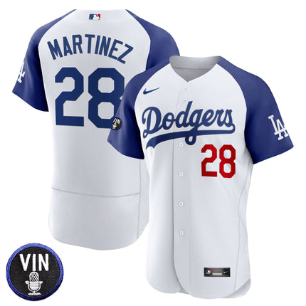 Men's Dodgers Vin Scully Patch Flex Base Jersey - All Stitched