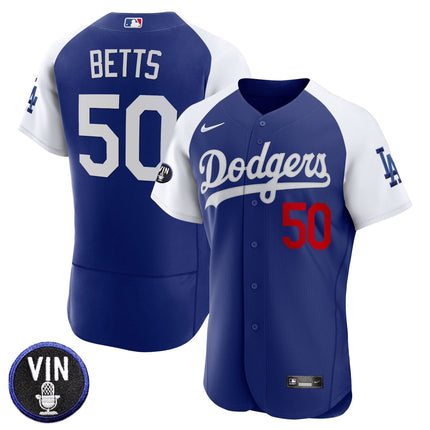 Men's Dodgers Vin Scully Patch Flex Base Jersey - All Stitched