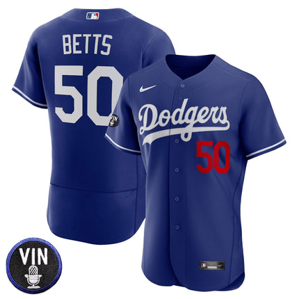 Men's Dodgers Vin Scully Patch Flex Base Jersey - All Stitched