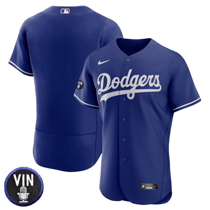 Men's Dodgers Vin Scully Patch Flex Base Jersey - All Stitched