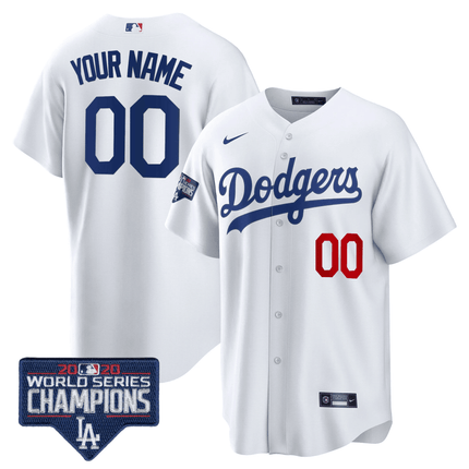 Dodgers World Series Champions Patch Cool Base Custom Jersey - All Stitched