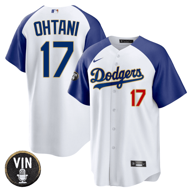 Men's Shohei Ohtani Los Angeles Dodgers Vin Scully Patch Jersey - All Stitched