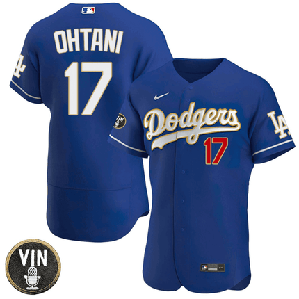 Men's Shohei Ohtani Los Angeles Dodgers Vin Scully Patch Jersey - All Stitched