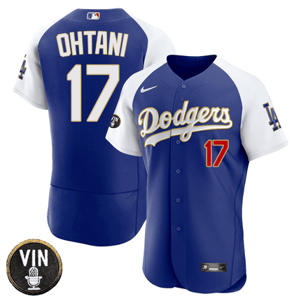 Men's Shohei Ohtani Los Angeles Dodgers Vin Scully Patch Jersey - All Stitched