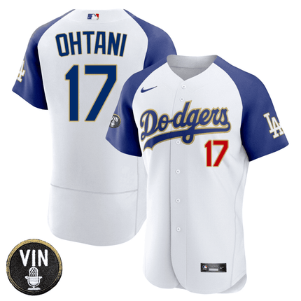 Men's Shohei Ohtani Los Angeles Dodgers Vin Scully Patch Jersey - All Stitched
