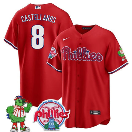 Men's Philadelphia Phillies Phillie Phanatic Patch Cool Base Jersey - All Stitched
