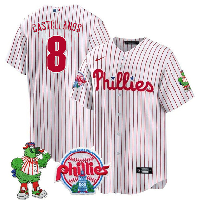 Men's Philadelphia Phillies Phillie Phanatic Patch Cool Base Jersey - All Stitched