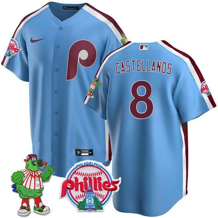 Men's Philadelphia Phillies Phillie Phanatic Patch Cool Base Jersey - All Stitched