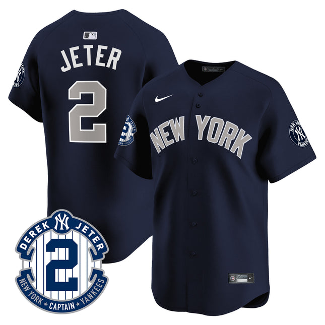 Men's New York Yankees Derek Jeter Patch Vapor Premier Limited Jersey - All Stitched