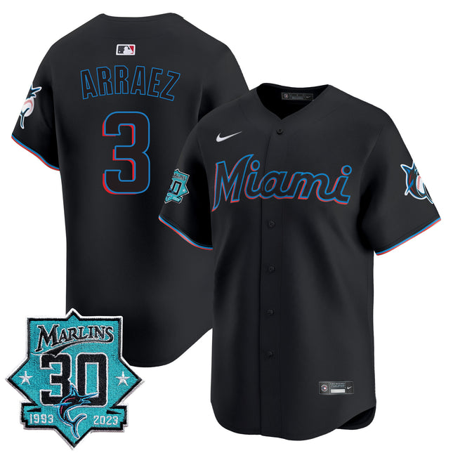 Men's Miami Marlins 30 Seasons Anniversary Patch Vapor Premier Limited Jersey ?All Stitched