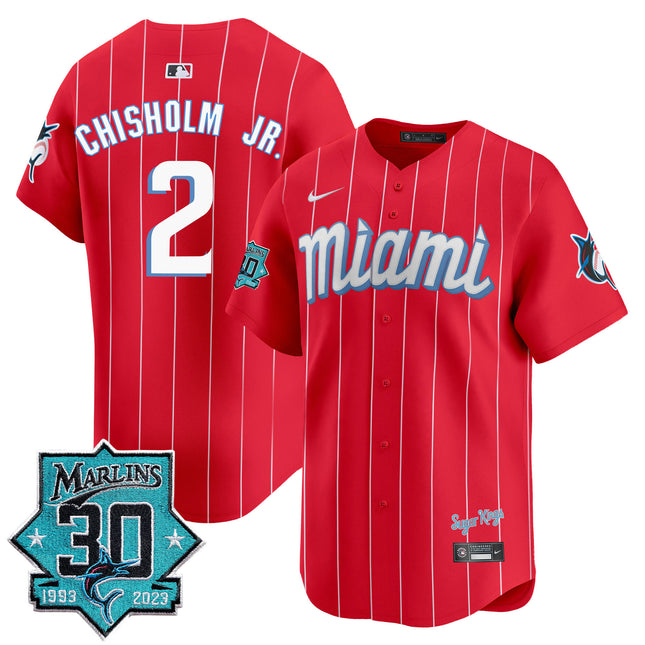 Men's Miami Marlins 30 Seasons Anniversary Patch Vapor Premier Limited Jersey ?All Stitched