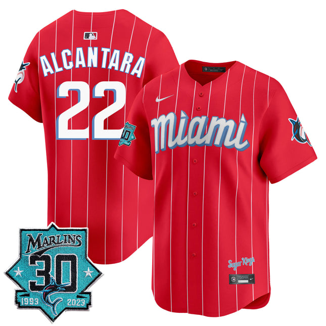 Men's Miami Marlins 30 Seasons Anniversary Patch Vapor Premier Limited Jersey ?All Stitched