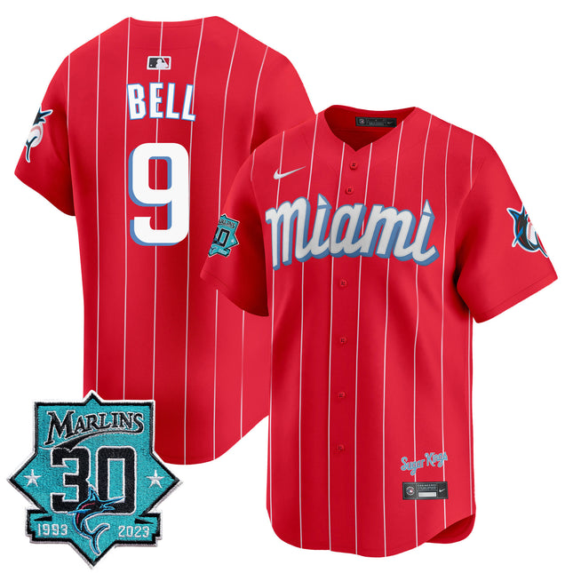Men's Miami Marlins 30 Seasons Anniversary Patch Vapor Premier Limited Jersey ?All Stitched