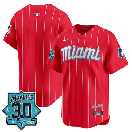Men's Miami Marlins 30 Seasons Anniversary Patch Vapor Premier Limited Jersey ?All Stitched