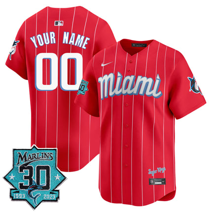 Miami Marlins 30 Seasons Anniversary Patch Vapor Premier Limited Custom Jersey ?All Stitched