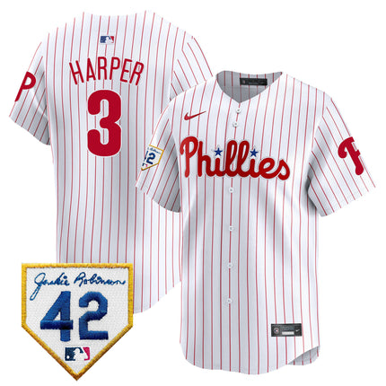 Men's Phillies 2024 Jackie Robinson Patch Vapor Premier Limited Jersey - All Stitched
