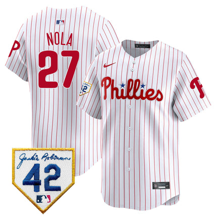 Men's Phillies 2024 Jackie Robinson Patch Vapor Premier Limited Jersey - All Stitched