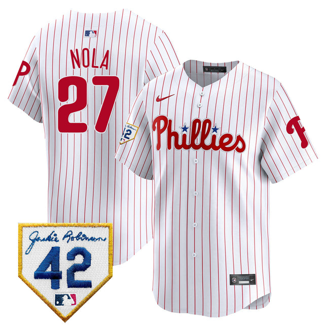 Men's Phillies 2024 Jackie Robinson Patch Vapor Premier Limited Jersey - All Stitched