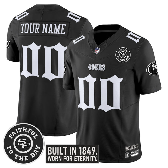 San Francisco 49ers 'Fog City Gothic Edition' Vapor Limited Custom Jersey V2 - All Stitched