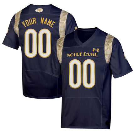 Notre Dame Fighting Irish Custom Navy Gold Jersey - All Stitched
