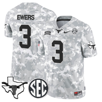 Texas Longhorns 2024 Salute to Service Vapor Limited Jersey - Arctic Camo - All Stitched