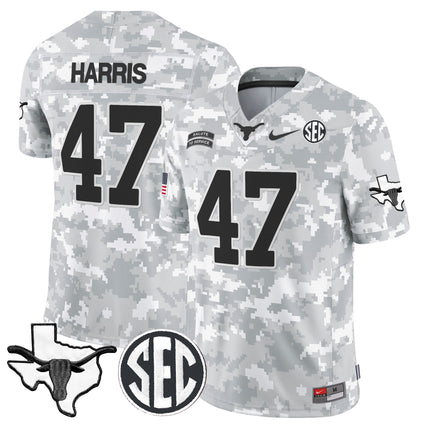 Texas Longhorns 2024 Salute to Service Vapor Limited Jersey - Arctic Camo - All Stitched