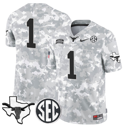 Texas Longhorns 2024 Salute to Service Vapor Limited Jersey - Arctic Camo - All Stitched