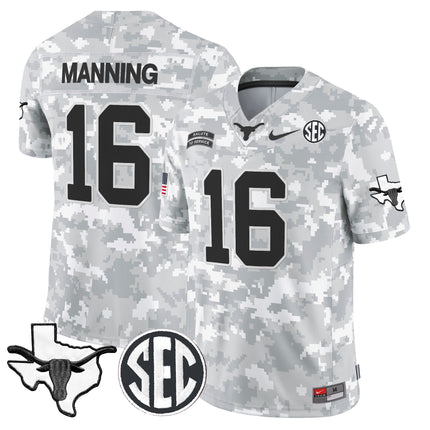 Texas Longhorns 2024 Salute to Service Vapor Limited Jersey - Arctic Camo - All Stitched
