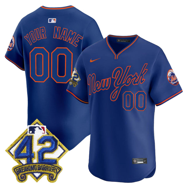 New York Mets 2025 Jackie Robinson Patch Road Alternate Custom Jersey – All Stitched