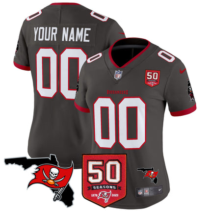 Tampa Bay Buccaneers 50th Season Patch Vapor Limited Custom Jersey - All Stitched