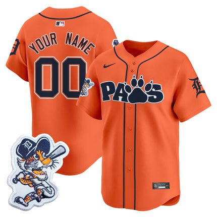 Detroit Tigers Paws Patch Vapor Premier Limited Custom Jersey V2 - All Stitched