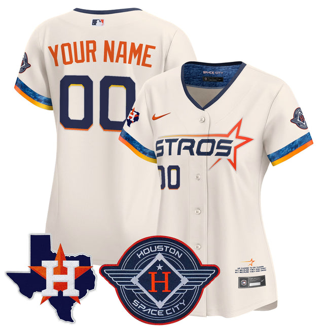 Houston Astros 2025 City Connect Texas Patch Vapor Premier Limited Custom Jersey - All Stitched