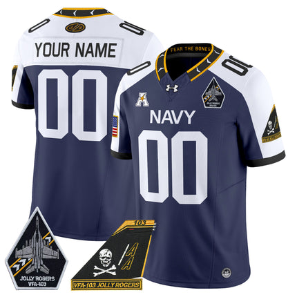 Navy Midshipmen 2024 Jolly Rogers Patch Vapor Limited Custom Jersey - All Stitched