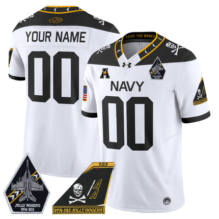 Navy Midshipmen 2024 Jolly Rogers Patch Vapor Limited Custom Jersey - All Stitched
