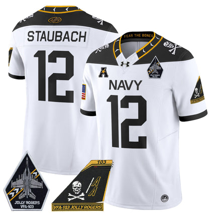 Men's Navy Midshipmen 2024 Jolly Rogers Patch Vapor Limited Jersey - All Stitched