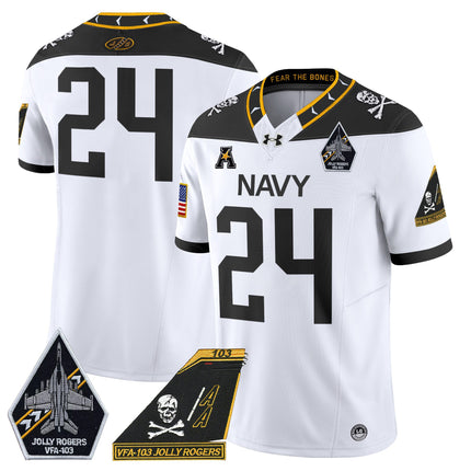 Men's Navy Midshipmen 2024 Jolly Rogers Patch Vapor Limited Jersey - All Stitched