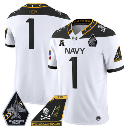 Men's Navy Midshipmen 2024 Jolly Rogers Patch Vapor Limited Jersey - All Stitched