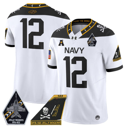 Men's Navy Midshipmen 2024 Jolly Rogers Patch Vapor Limited Jersey - All Stitched