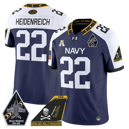 Men's Navy Midshipmen 2024 Jolly Rogers Patch Vapor Limited Jersey - All Stitched