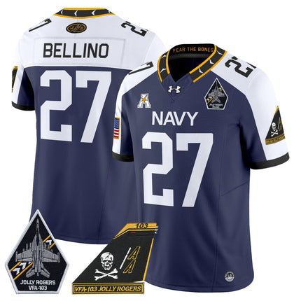Men's Navy Midshipmen 2024 Jolly Rogers Patch Vapor Limited Jersey - All Stitched