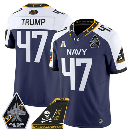 Men's Navy Midshipmen 2024 Jolly Rogers Patch Vapor Limited Jersey - All Stitched