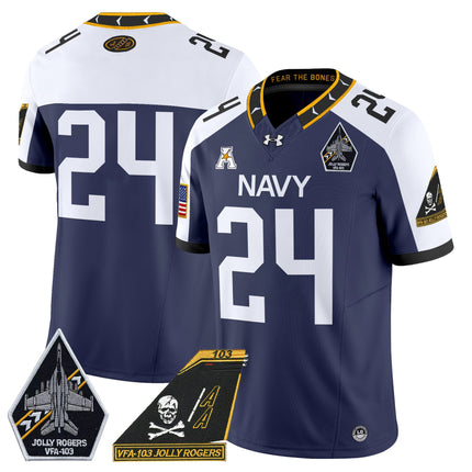 Men's Navy Midshipmen 2024 Jolly Rogers Patch Vapor Limited Jersey - All Stitched